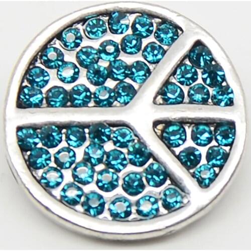 Full Crystal peace sign Alloy Metal Snap Button Jewelry Copper Snap Button Beads