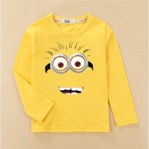 Fashion children tshirt boys 3D cartoon smiley shirt kids long sleeve cotton clothes girls funny face tops tees