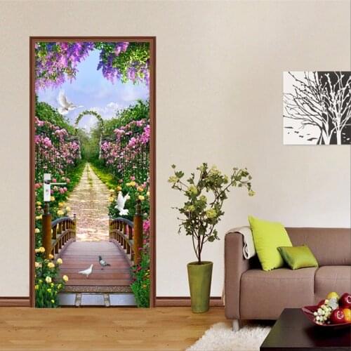 Pastoral Plant Landscape Photo Mural Wallpaper 3D Living Room Wedding House Door Sticker PVC Self-Adhesive Waterproof Wall Paper