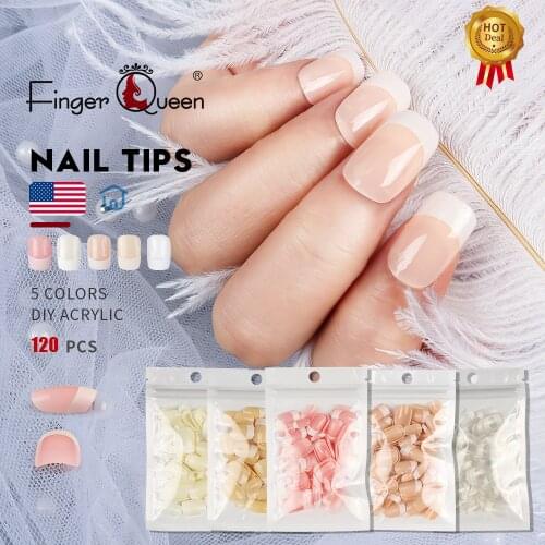 120Pcs Natural French Short False Nails Acrylic Full Cover Nail Art Decoration Nail Art Tool