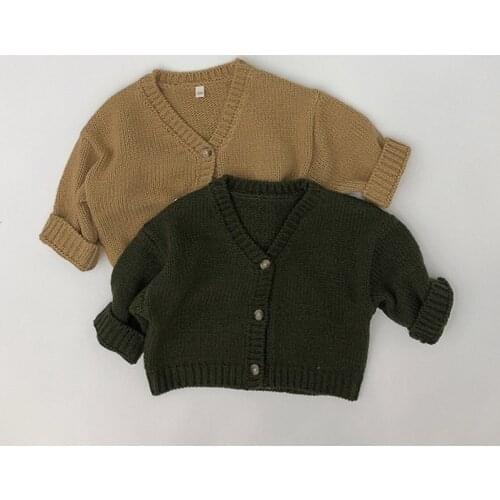Autumn New Kids Clothes Single Breast Girls Sweater Brief Style Boys Long Sleeve Cardians Knitted Sweater Coat 1-6Y