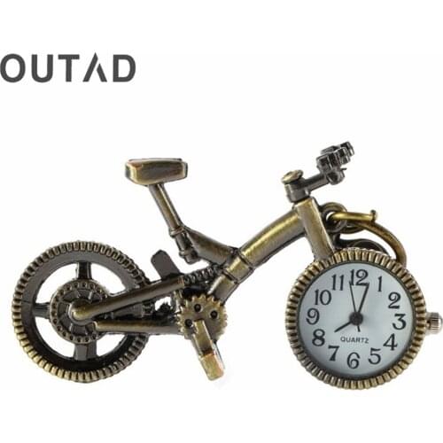 OUTAD Retro Mini Bronze Bike Bicycle Design Quartz Pocket Watch Pendant Necklace Chain Gift For Friends Kids Boys relogio 2017