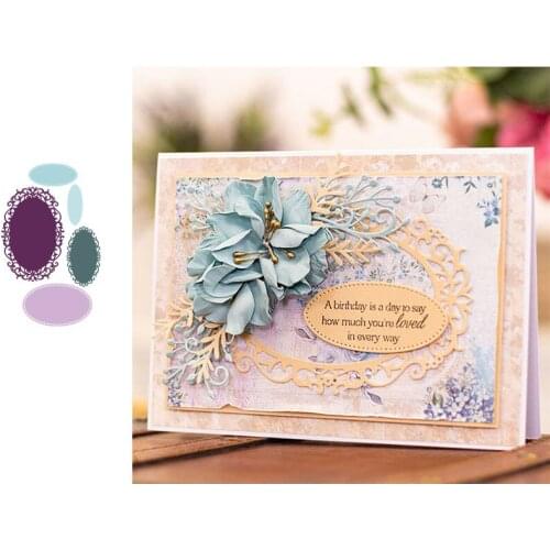 Oval Metal Lace Flower Frame Metal Cutting Dies Decoration Scrapbooking Album Paper Card Craft Embossing Cut Dies
