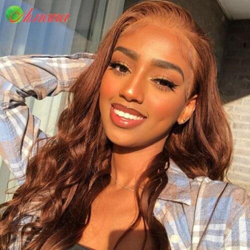 Brown Color Body Wave Wig Brazilian Human Hair Wigs Pre-Plucked Lace Frontal Wig Transparent Lace For Black Women 28 30 Inches