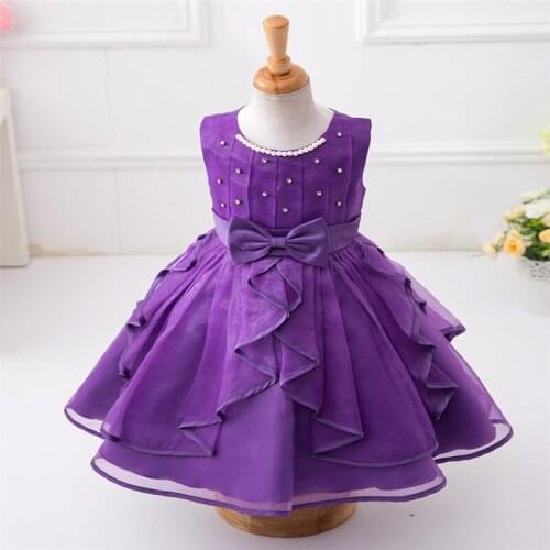 Girl Princess Dress Children Hand Sewn Beads Flower Wedding Dress For Birthday Evening Party 4-12 yrs