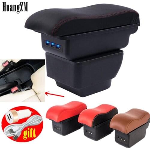 For Mazda 2/Demio Armrest box Rotatable PU Leather Center Centre Console Storage Box with ashtray car accessories