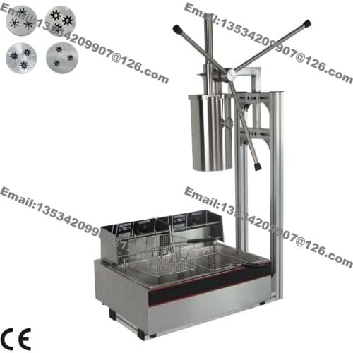 3-hole Nozzle Commercial 5L Manual Spanish Donut Churrera Churro Filling Maker Machine with 12L 110v 220v Electric Deep Fryer