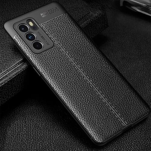 Shockproof Case For OPPO Reno 6 6 Pro 5G Leather Texture soft Silicone Phone back cover for OPPO Reno 6 Pro+ Plus
