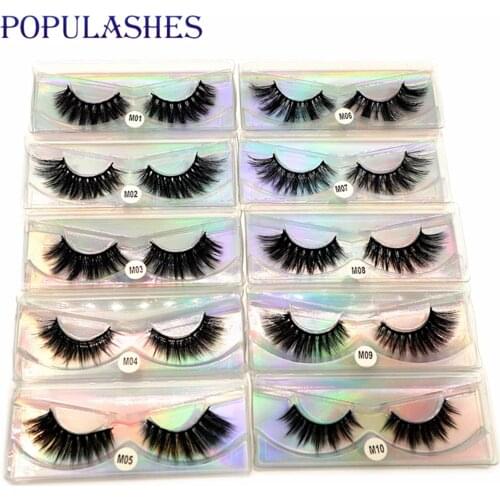 3d Faux Mink Eyelashes Wholesale 100/150pcs in Bulk Natural Thick Mix Laser Packaging Plastic Cases Fake Eye Lash Extension