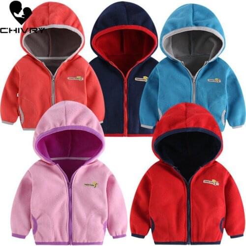 Baby Boys Girls Wool Hooded Zipper Coat Outwear Sweatshirt 2019 Autumn Winter Kids Warm Soft Fleece Jackets Children Clothing