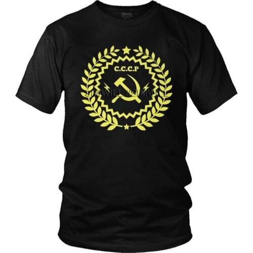 Soviet Union USSR Communist T Shirt Men Short Sleeve 100% Cotton T-shirt CCCP Emblem Badge Tee Novelty Tshirts Gift Idea