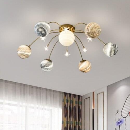 Modern minimalist light luxury planet ceiling lamp Nordic bedroom living room dining room creative personality ceiling lamp