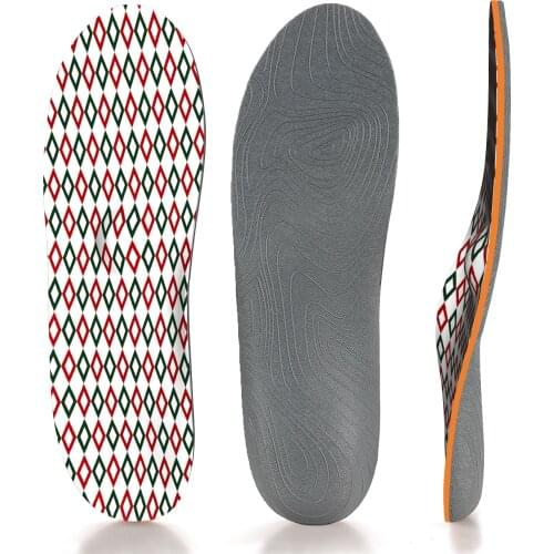 Red Printing Memory Foam Insoles Plantar Fasciitis Arch Support Insoles Ease Foot Pain for Women Men Sports Shoe Inserts