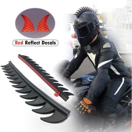 Reflective Motorcycle Helmet Mohawk Spikes Rubber with Red Helmet Decals(Helmet Not Included)