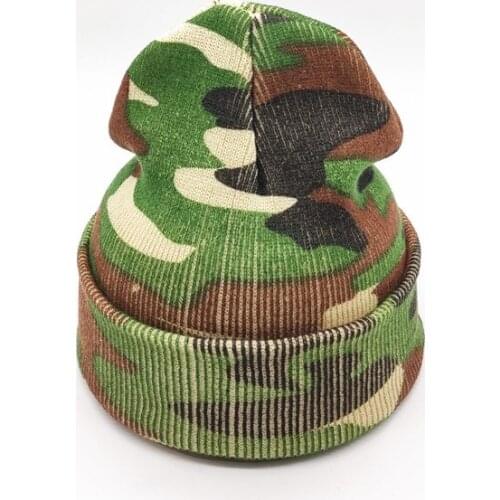 Adult Camoflage printed knitted beanies Men and women camo skullcap Hip hop gorros