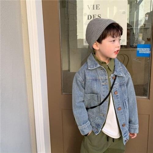 Spring Denim Coat Blue Jean Jacket 2021 Korean Baby Boy Kids Clothes Jackets For Teens Boys Women Clothing Childrens Outwear
