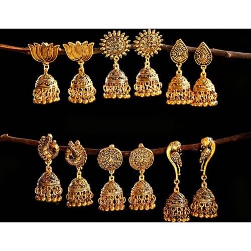 Retro Gold Peacock Ladies Earrings Tibetan Jewelry Gypsy Vintage Geometric Tassel Earrings Orecchini Etnici