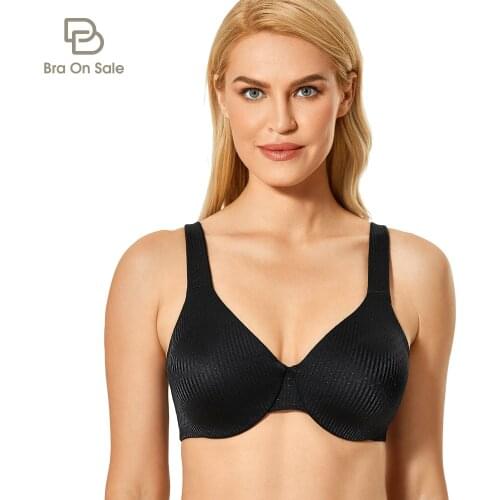 Womens Plus Size Minimizer Bra Floral Unlined Underwire Full Coverage Plus Size 32-44 B C D E F G H Cup