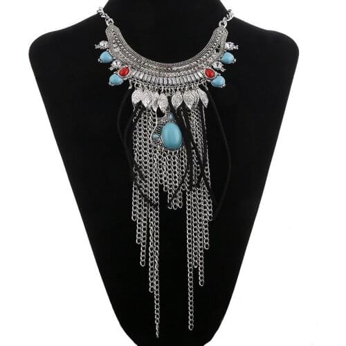 LOVBEAFAS Fashion Maxi Choker Collares Statement Necklace Crystal Chain Bohemian Necklace Gypsy Ethnic Vintage Necklace