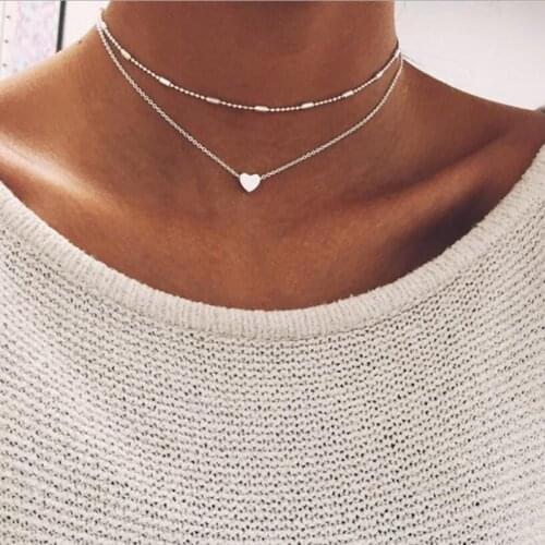 Brand Stella DOUBLE HORN PENDANT HEART NECKLACE GOLD Dot LUNA Necklace Women Phase Heart Necklace Drop shipping