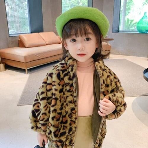 Baby Girl Winter Jacket Leopard Faux Fur Thick Infant Toddle Teens Fleece Lining Coat Baby Clothes Outwear 1-12Y