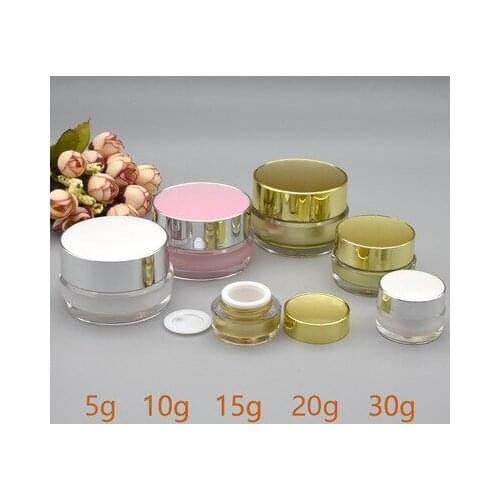 10pcs 5g/10g/15g/20g/30g Empty Acrylic Cosmetic Jars Makeup Container Lotion Bottle Vials Face Cream Sample Pots Gel Box
