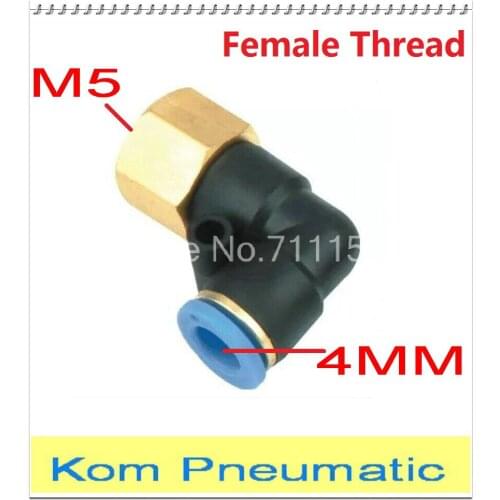 100pcs/lot Pneumatic L Elbow PLF 4MM Tube Push in M5 Female Thread One Touch Air Fitting Joint Coupler Pipe Connect PLF 4-M5