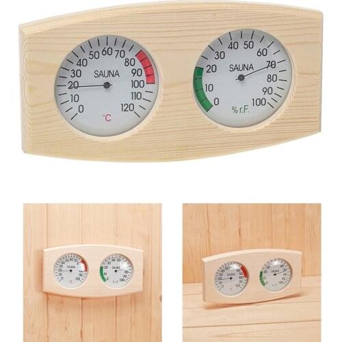 1x Wood Grain Sauna Thermometer&Hygrometer Wooden Hygrothermograph Sauna Room Equipment