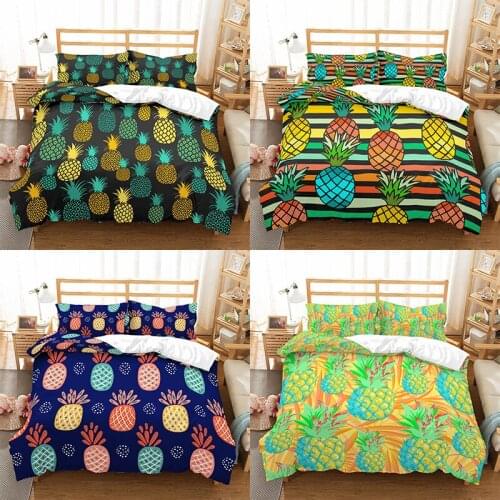 Home Textile Luxury 3D Pineapple Print 2/3Pcs Comfortable Duvet Cover PillowCase Bedding Sets Queen and King EU/US/AU Size