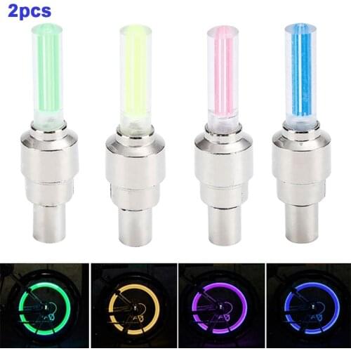 2PCS Car Wheel LED Light Motocycle Bike Light Tire Valve Cap Decorative Lantern Tire Valve Cap Flash Spoke Neon Lamp