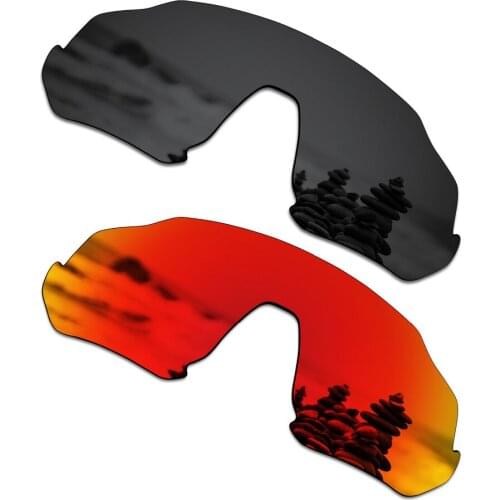 SmartVLT 2 Pieces Polarized Sunglasses Replacement Lenses for Oakley Flight Jacket Stealth Black and Fire Red