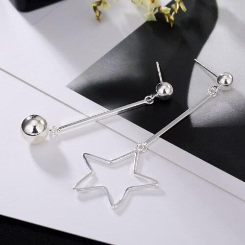 2018 New Fashion Authentic 925 Sterling Star Type Simple Personality Fashionable Lady Long Earrings