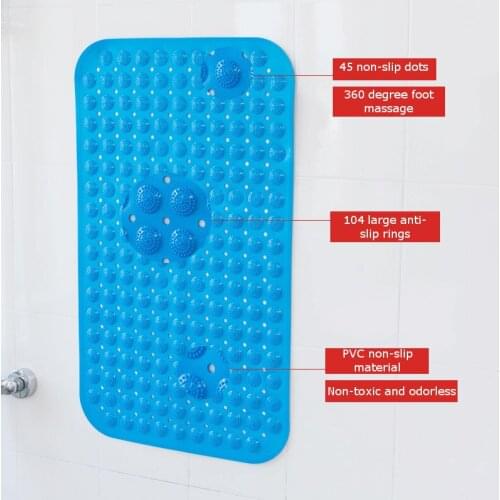 2021NEW Bath Mat 36x70cm Suction Cup Safety Shower Bathtub Mats Non Slip Bathroom Floor Mat PVC Waterproof Massage Foot Pad