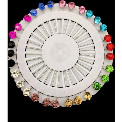 24pcs Headscarf Shawl Scarf Lady Muslim Scarf Hijab Clips Crystal Pins Scarf Brooch Pin Mixed Colors