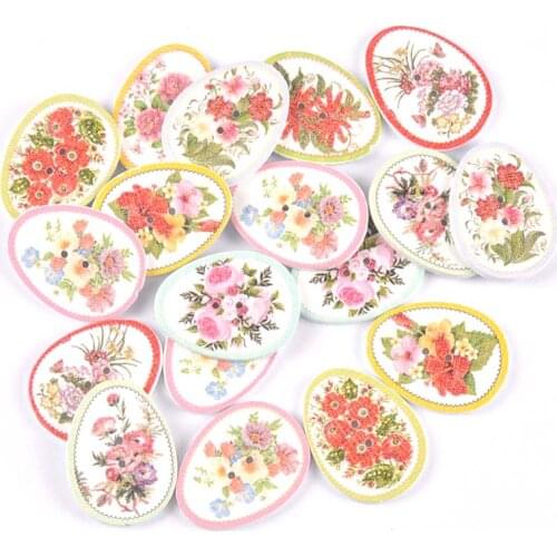 25pcs mix Flower Easter Egg pattern Natural wooden buttons Scrapbooking Carft for Home decoration diy mt2583