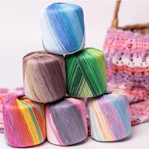 3 yarns, cross-section dyed rainbow yarn, 5 layers of spun lace, 100% cotton for DIY, hand-knitted crochet