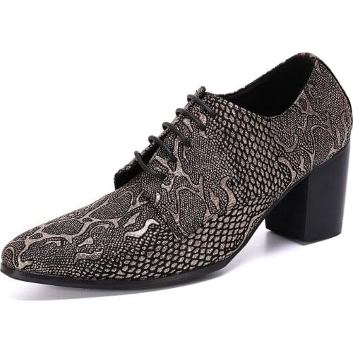 Batzuzhi Luxury Men Shoes 7cm High Heels British Type Leather Ankle Boots Gold Lace-up Pointed Party and Wedding Mens Boots