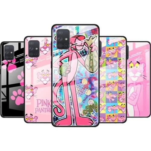 Pink Panther for Samsung Galaxy S21 Ultra A71 A51 4G 5G A91 A81 A41 A31 A21 A11 A01 Tempered Glass Phone Case