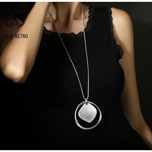 Long Necklace for Women Trend Geometric 2021 Costume Body Jewelry Vintage Chain Suspension Neck Pendants Accessories Kpop Choker