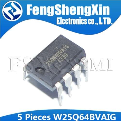 5pcs W25Q64BVAIG DIP8 25Q64BVAIG DIP 25Q64 W25Q64 DIP-8 64M-BIT SERIAL FLASH MEMORY WITH DUAL AND QUAD SPI