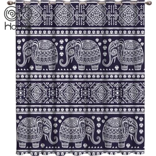 COCOHouse Indian Elephant Tribal Ornament Window Treatments Curtains Valance Curtain Rod Living Room Bathroom Curtains