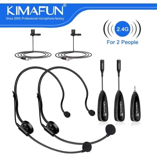 KIMAFUN Voice Recording Dual Wireless Headset Lavalier Microphone System Remote Course Meeting Interview Presentations Lapel Mic