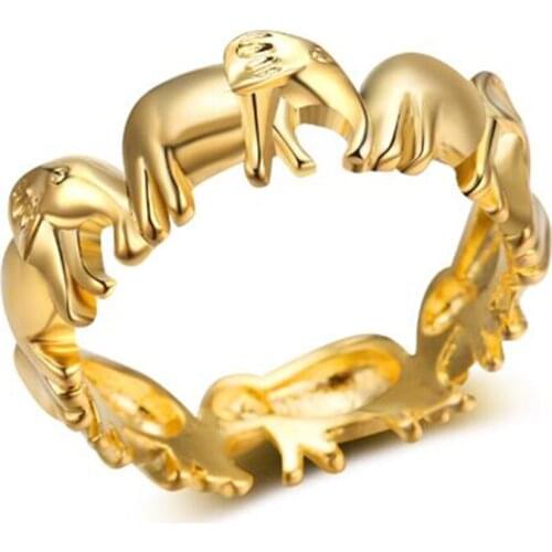 New gold and silver cute animal elephant ladies ring Fashion trend feminine accessories jewelry Couple gift party everyday 2018