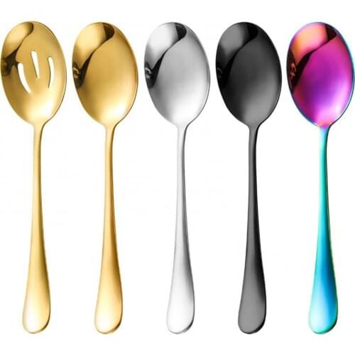 Colorful Stainless Steel Spoon Serving Colander Cutlery Tableware Accessories