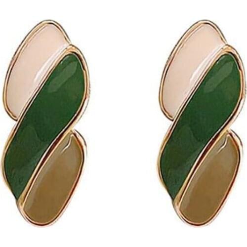 Summer Enamel Oil Drop Geometric Stud Earrings Fashion Simple Style Womens Earrings Friends Gathering Party Female Jewelry