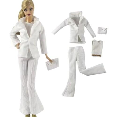Fashion Uniforms White Office Lady Suit 1/6 BJD Doll Clothes for Barbie Outfit Tank Coat Jacket Top Pants For Barbie Accessories
