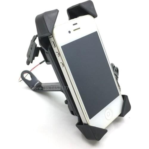 Yecnecty Motorcycle USB Charger 2 In 1 Motorbike 3.5-7 Inch Phone GPS Holder Bracket Mount For Kawasaki Honda Yamaha Ducati