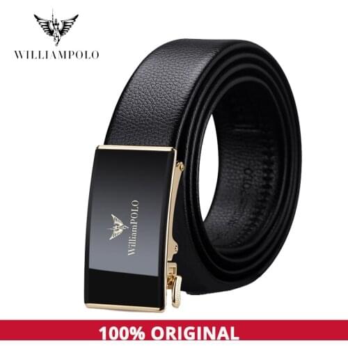 WILLIAMPOLO 2021 Genuine leather Brand Belt Men Top Quality Luxury Inside wear Belts for Men Strap Male Metal Automatic Buckle
