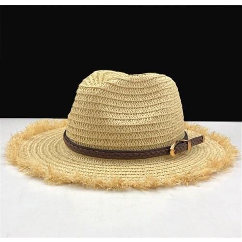 2019 New Panama Hat Girls Raffia Straw Fedora Male Sunhat Women Summer Beach Sun Visor Cap Chapeau Cool Jazz Trilby Cap Sombrero