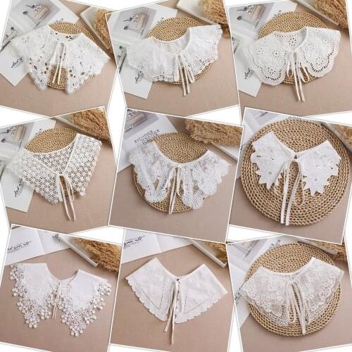 New Lace Fake Collars Neck Shawl Shirt Blouse Detachable Collar for Women Wrap False Collars Ladies Sweater Decorative